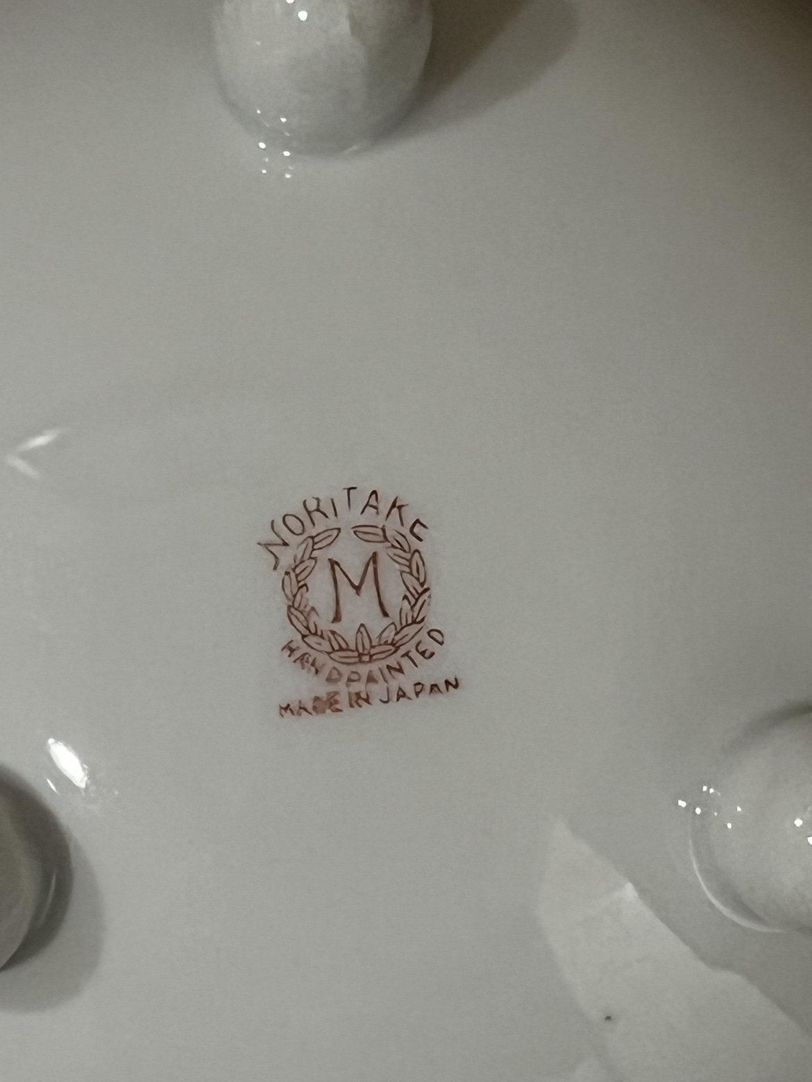 Close-up of the Noritake hand-painted Made in Japan mark on the bowl