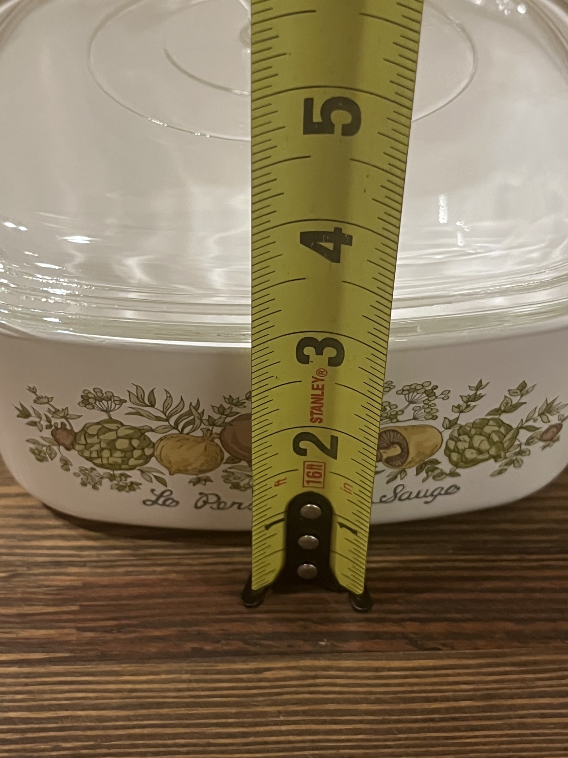 Side view with a tape measure showing about 5 inches tall
