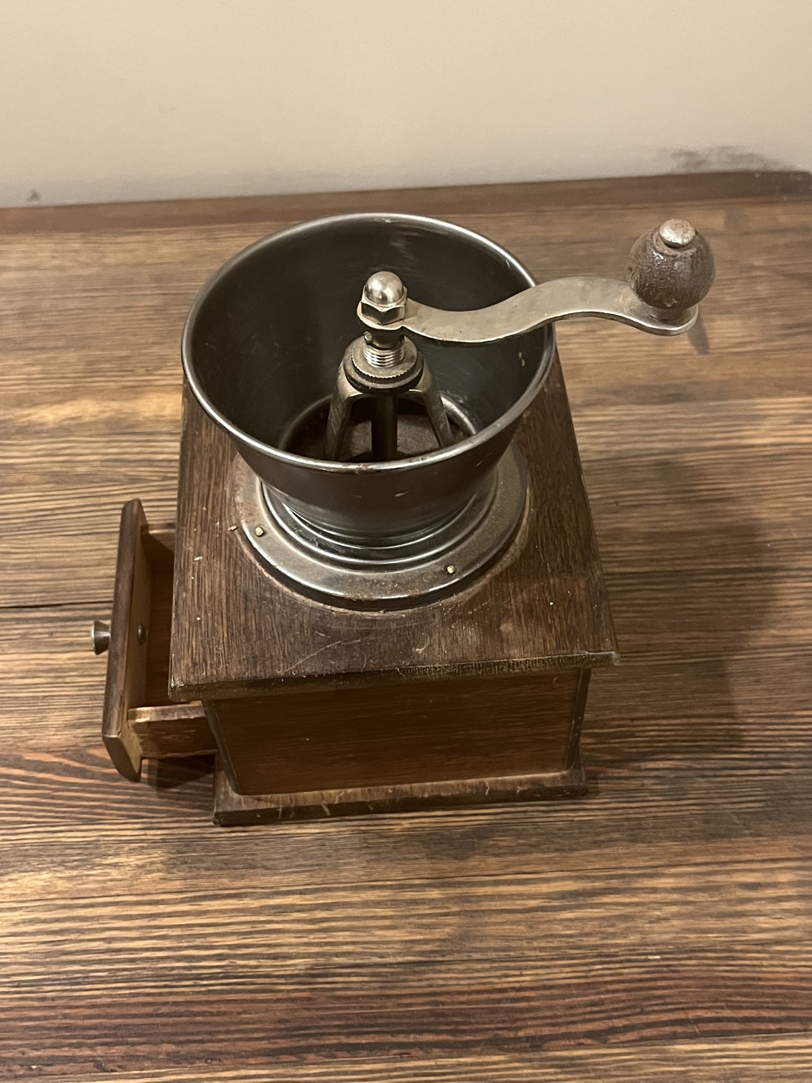 Angled view with the drawer pulled open
