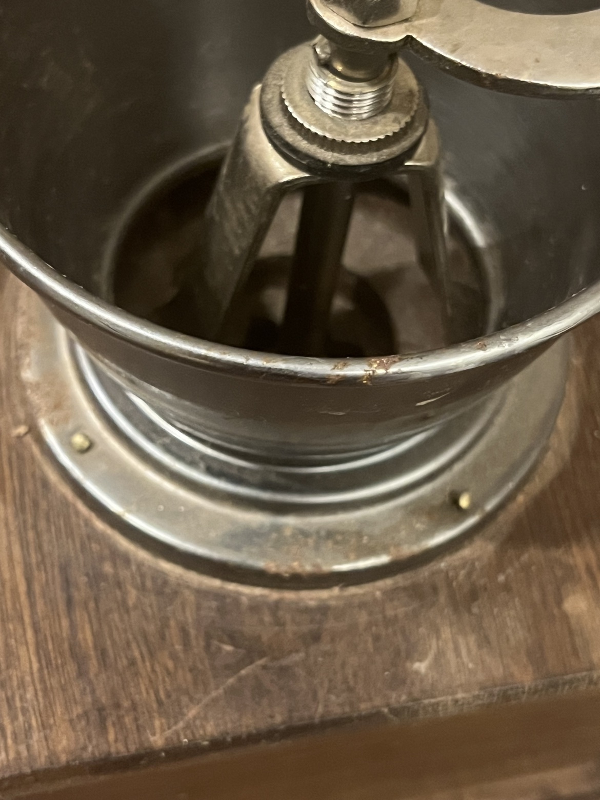 Close-up of the base ring with the two replaced nails